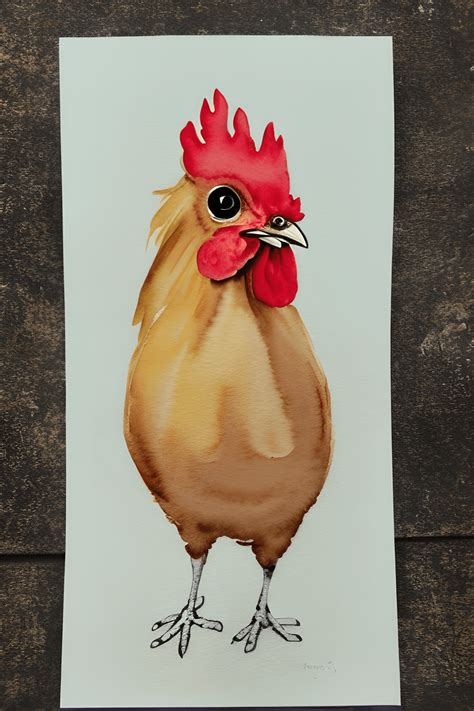 Cute Chicken Watercolor Graphic · Creative Fabrica