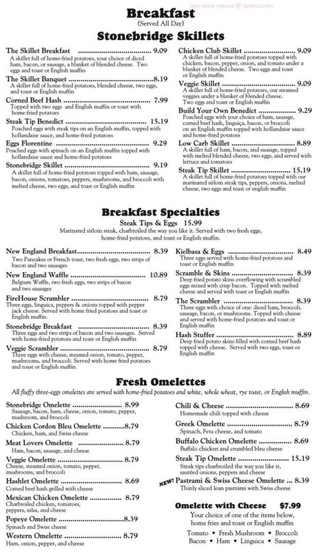 Menu at Stonebridge Cafe, Brockton, Belmont St