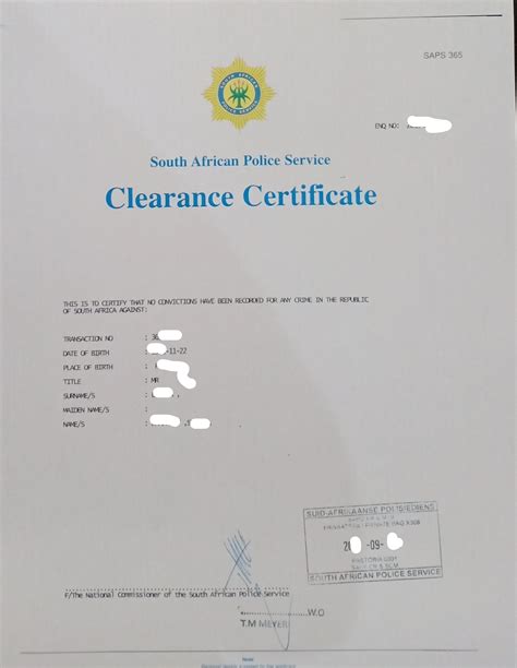 Police Clearance Certificate PCC South Africa in India