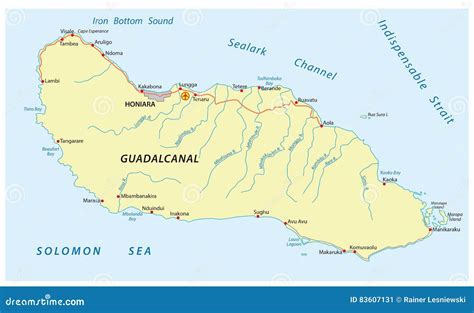 Guadalcanal Island map stock vector. Illustration of state - 83607131