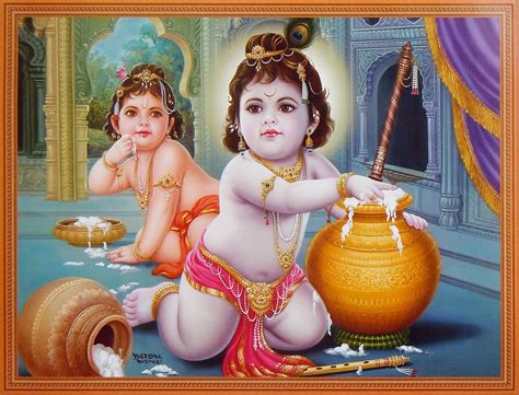 Makhan Chor Krishna and Balaram - Poster | Krishna janmashtami, Janmashtami photos, Hindu gods