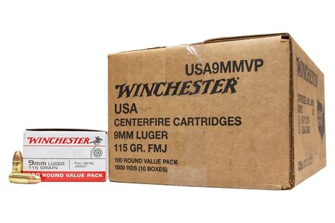 Winchester 9mm 115 gr FMJ USA Police Trade-In Ammo 1000 Round Case ...