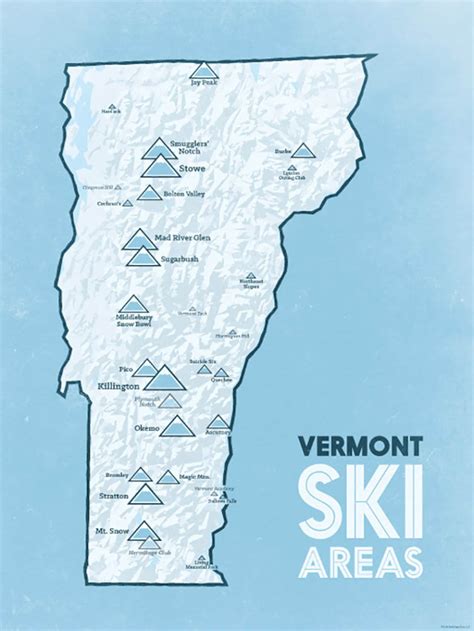 Vermont Ski Resorts Map 18x24 Poster - Etsy