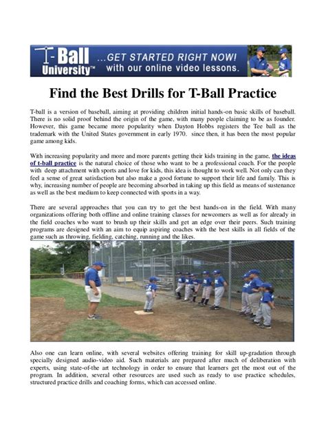 Find the Best Drills for T-Ball Practice