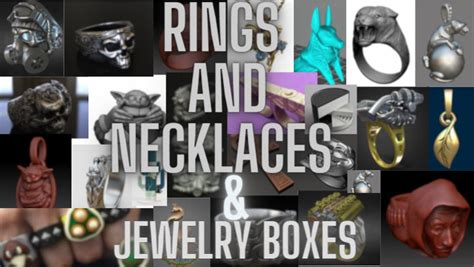 60 Jewelry STL Pack, 3D Printable Jewelry STL Pack,jewelry Box and Pendants, Cinema World Rings ...