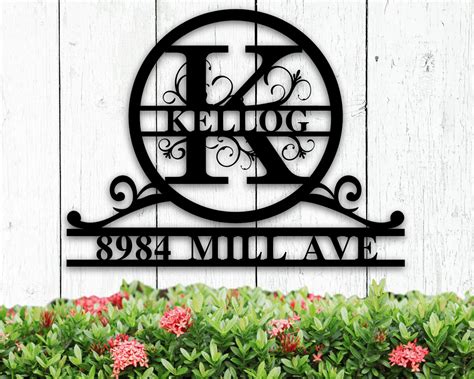 Personalized Family Name Monogram Sign, Metal Monogram Sign, Monogram Initial & Name Sign ...