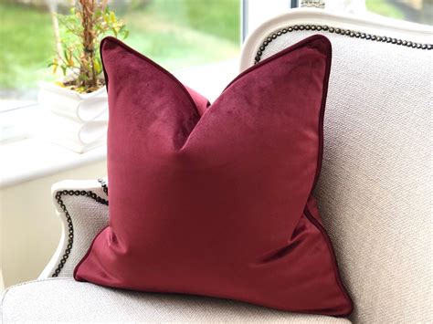 Burgundy velvet cushion cover burgundy pillow cover | Etsy