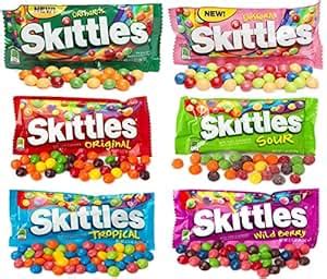 Amazon.com : All American Skittles Assortment 6 Flavors 24 packs - EZ ...