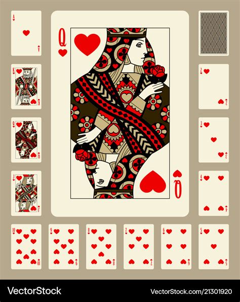 Hearts suit playing cards Royalty Free Vector Image