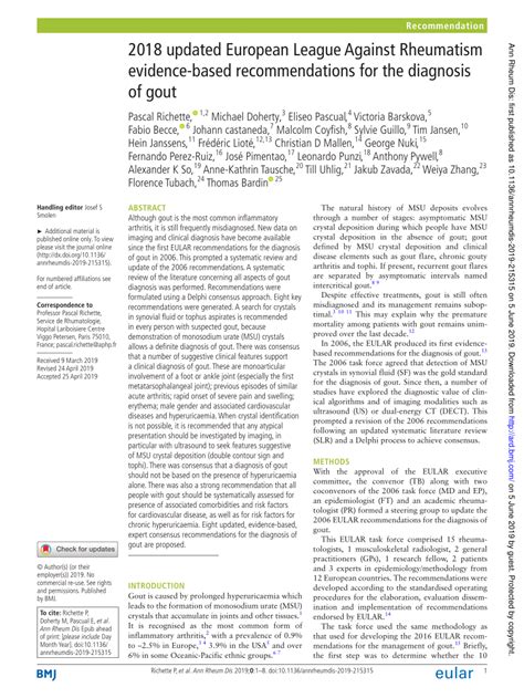 (PDF) 2018 updated European League Against Rheumatism evidence-based recommendations for the ...