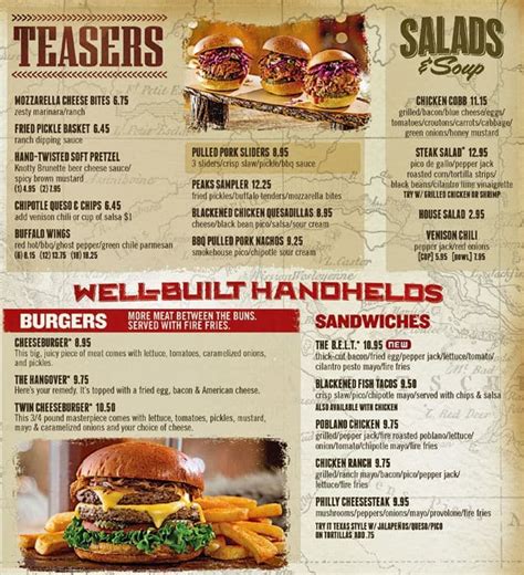 Twin Peaks Menu, Menu for Twin Peaks, Broomfield, Denver - Urbanspoon/Zomato