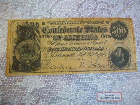 Confederate Reproduction $500 Currency