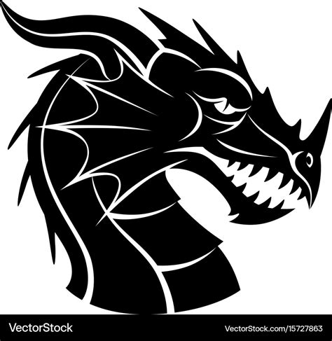 Black and white dragon head Royalty Free Vector Image