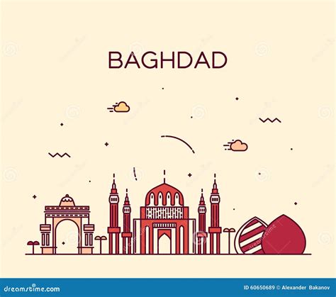 Baghdad Skyline Vector Illustration Linear Style Stock Photo - Image ...