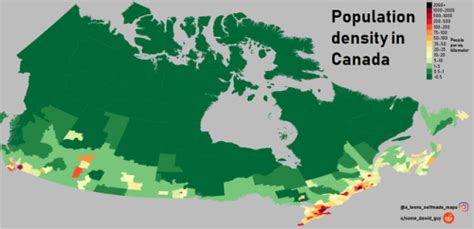 Population density in Canada | Country maps, Map art, Map