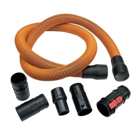 RIDGID 1-7/8 in. x 10 ft. Pro-Grade Locking Flexible Vacuum Hose & Hose ...