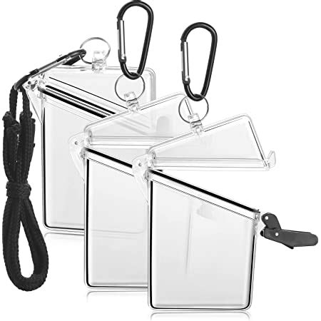 Amazon.com : 3 Pack Waterproof Id Card Badge Holder Case with Lanyard, Clear Waterproof Card ...