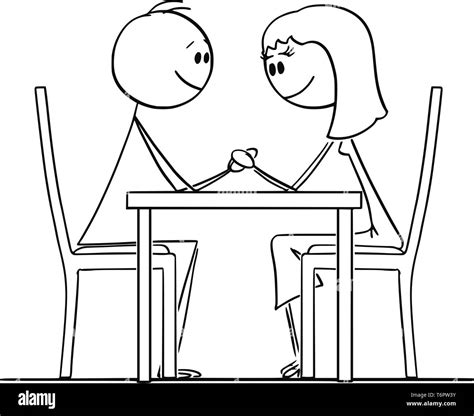 Drawing couple love sitting dinner Stock Vector Images - Alamy