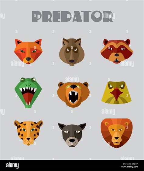 Predator animals icons Stock Photo - Alamy