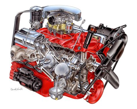 Chevrolet Corvette V8 engine Cutaway Drawing in High quality