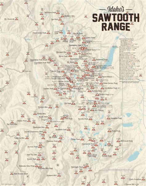 Sawtooth Range Idaho Climbers' Map 11x14 Print | Etsy