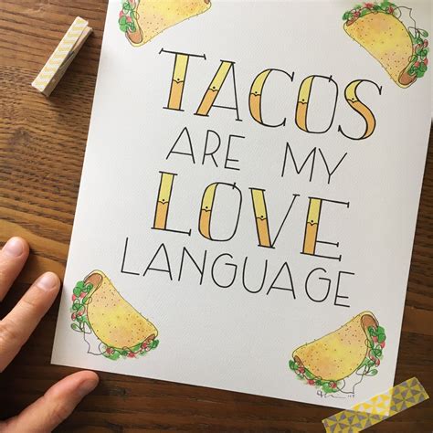 Taco Art. Tacos Art Print. Kitchen Art. Hand lettered Art. | Etsy