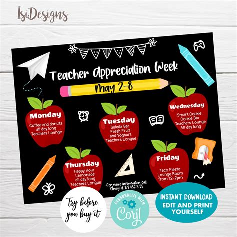 Editable Teacher Appreciation Week Flyer Instant Download | Etsy