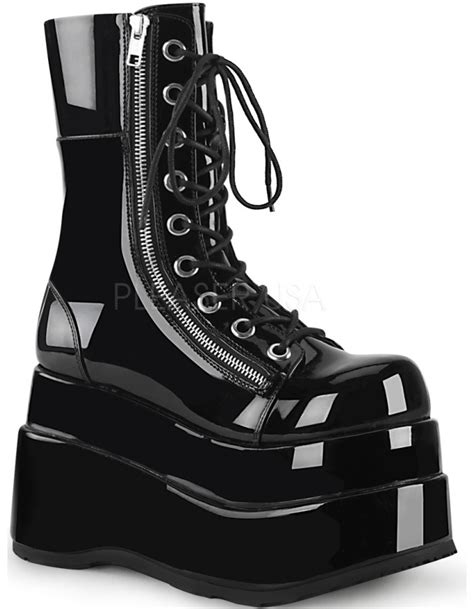 Bear Black Womens Platform Boot Combat Boots Wedge Heel Gothic Boots