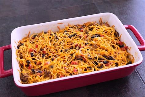 Baked Taco Spaghetti Casserole - Mind Over Munch