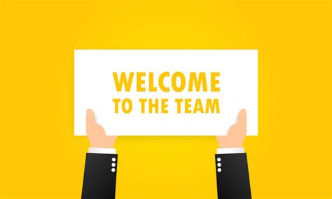 Welcome to the team banner in hands. Partnership, teamwork concept. Vector on isolated ...