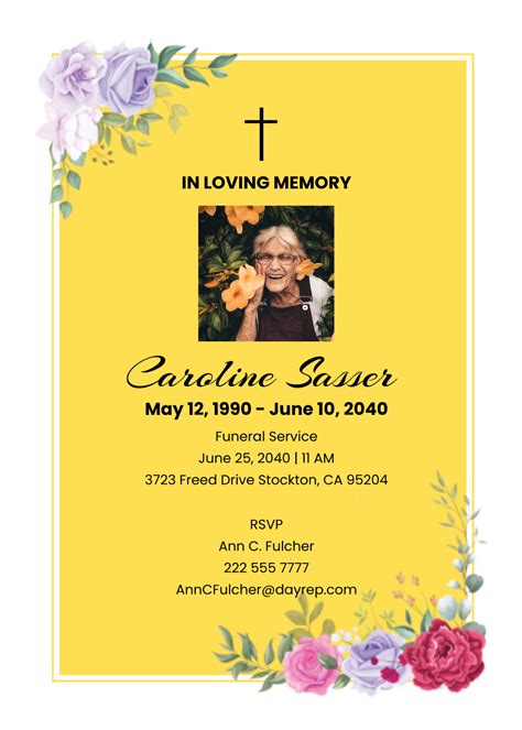 Floral Catholic Funeral Card Template - Edit Online & Download Example | Template.net