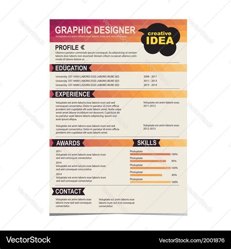 Resume template Cv creative background Royalty Free Vector