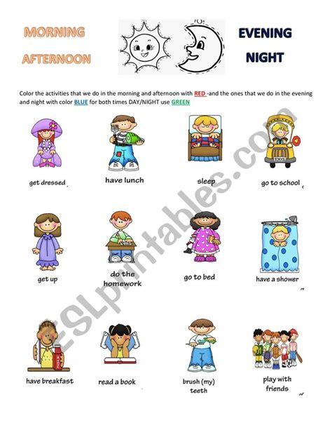 Day Night Activities - ESL worksheet by monicadahe