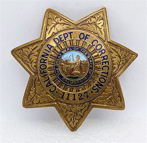 1983 CA Dept of Corrections Officer Badge #1127 by Sun Badge Co: Flying ...