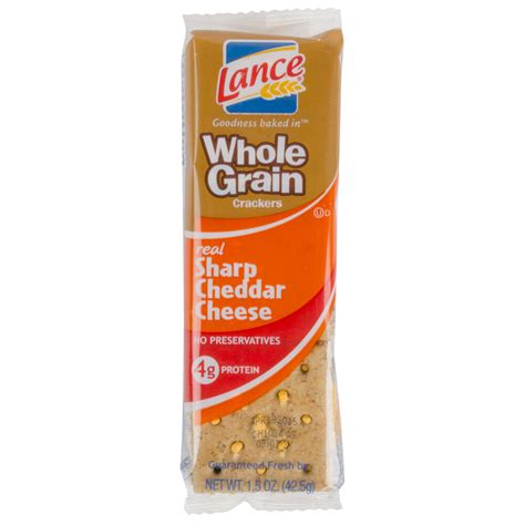 Lance Whole Grain Sharp Cheddar Sandwich Crackers 20 Count Box - 6 / Case