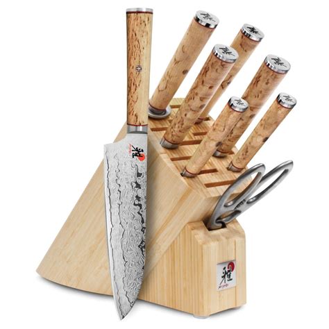 Miyabi Birchwood SG2 karelian birch handles Knife Block Set, Knife Sets, Magnetic Knife Blocks ...