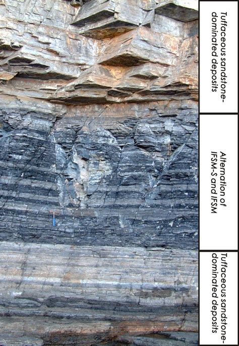 Alternation of the tuffaceous deposits and nontuffaceous deposits at ...