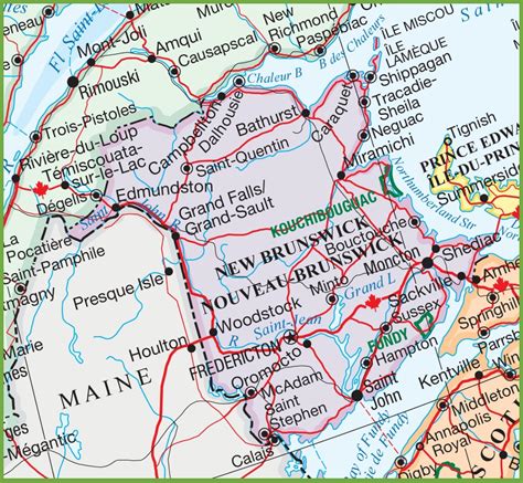 Large detailed map of New Brunswick