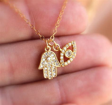 BEST SELLER Gold Evil Eye Charm Necklace Gold Hamsa Eye | Etsy | Hamsa jewelry evil eye, Gold ...