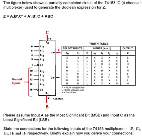 SOLVED: The figure below shows a partially completed circuit of the 74153 IC (4 choose 1 ...