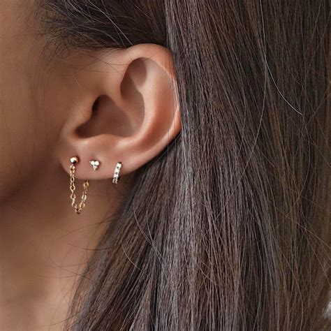 Chain-loop Studs Earrings | 14K Gold Filled | Dainty Delicate Trendy