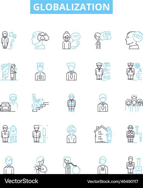 Globalization line icons set Royalty Free Vector Image