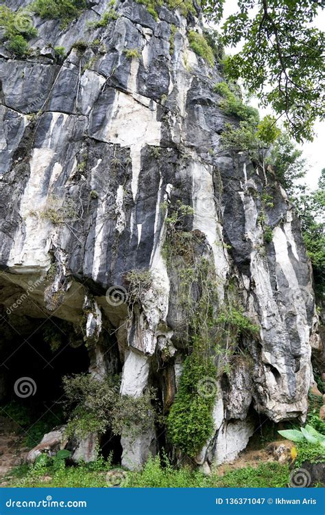 Beautiful Natural Limestone Cave Entrance in Malaysia. Limestone Hill and Cave Stock Image ...