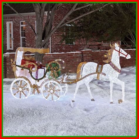 Pre-Lit Lighted Christmas Horse Carriage Holiday Outdoor Yard ...