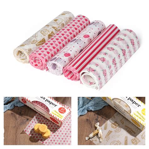 50PCS/Set 5 Styles Food Packing Wax Paper Waterproof Cake Macaron ...