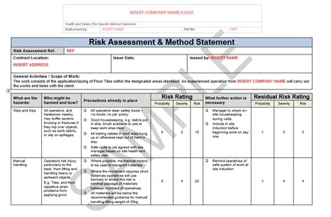 Risk Assessment & Method Statement for Floor Tiling | Seguro