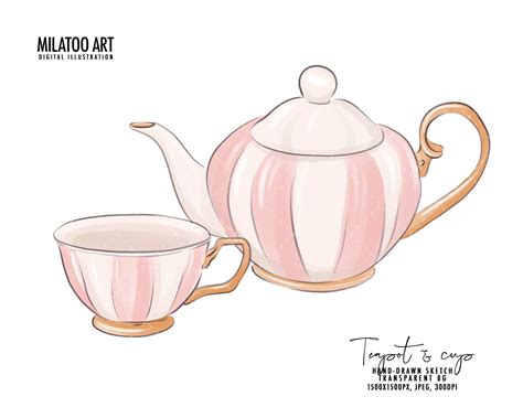 Watercolor Teapot and Teacup Clipart Watercolor ceramic | Etsy