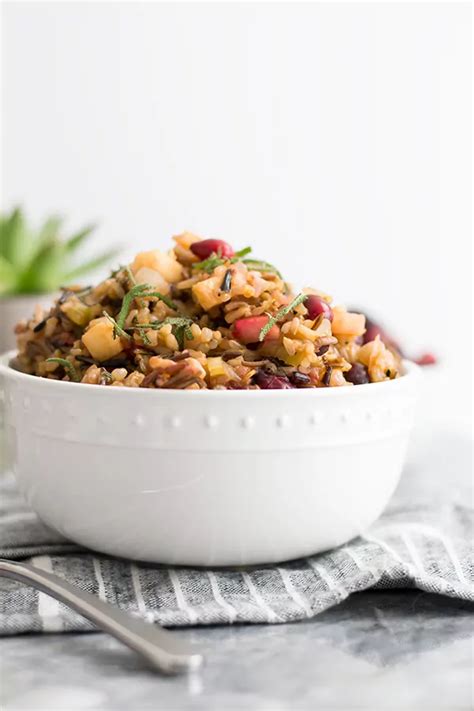 Wild Rice Stuffing with Cranberries, Apples and Pecans - Bites of Wellness