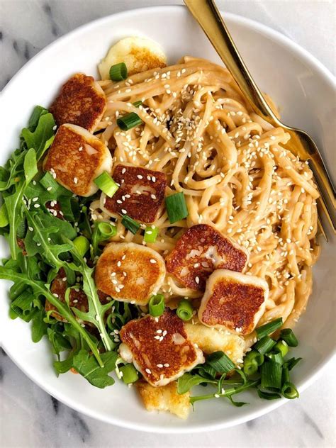 Easy Sesame Peanut Tahini Noodles with Halloumi (gluten-free ...