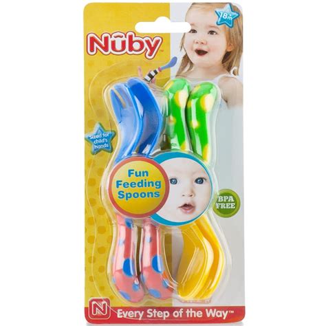 Nuby Fork & Spoon Set 4 Piece | Baby Feeding - B&M